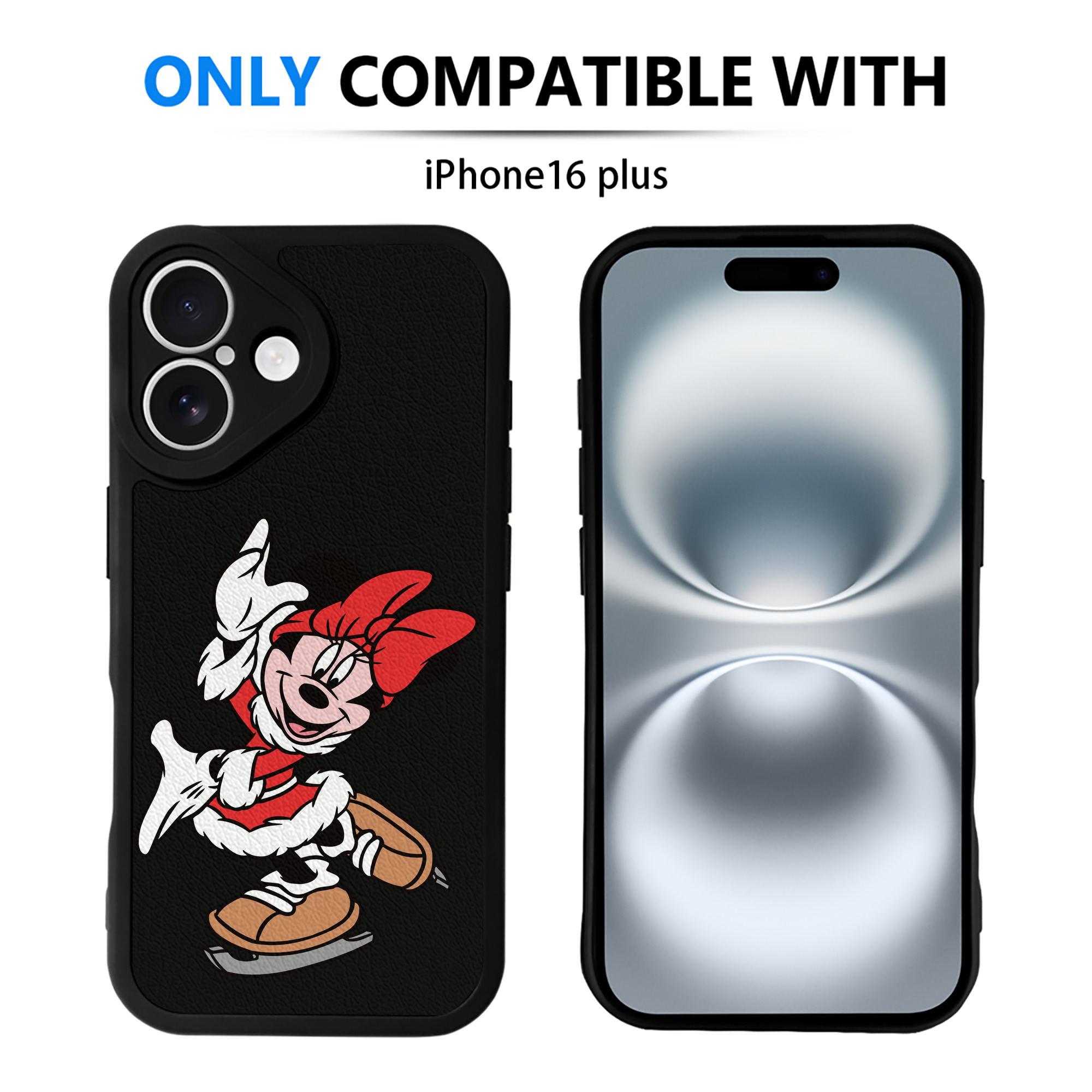 （画像用） ミッキーマウス Mickey Mouse 【iPhone 16シリーズ対応】シリコンスマホケース（レザー調） 材質：シリコン